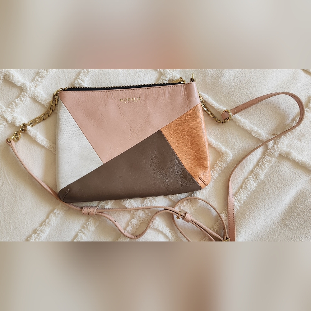 Modalu Women's Tri-Color Crossbody Genuine Leather Bag